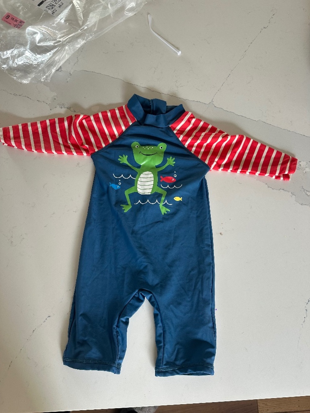 Swedish brand swimsuit kids Frugi 18-24 months frog design